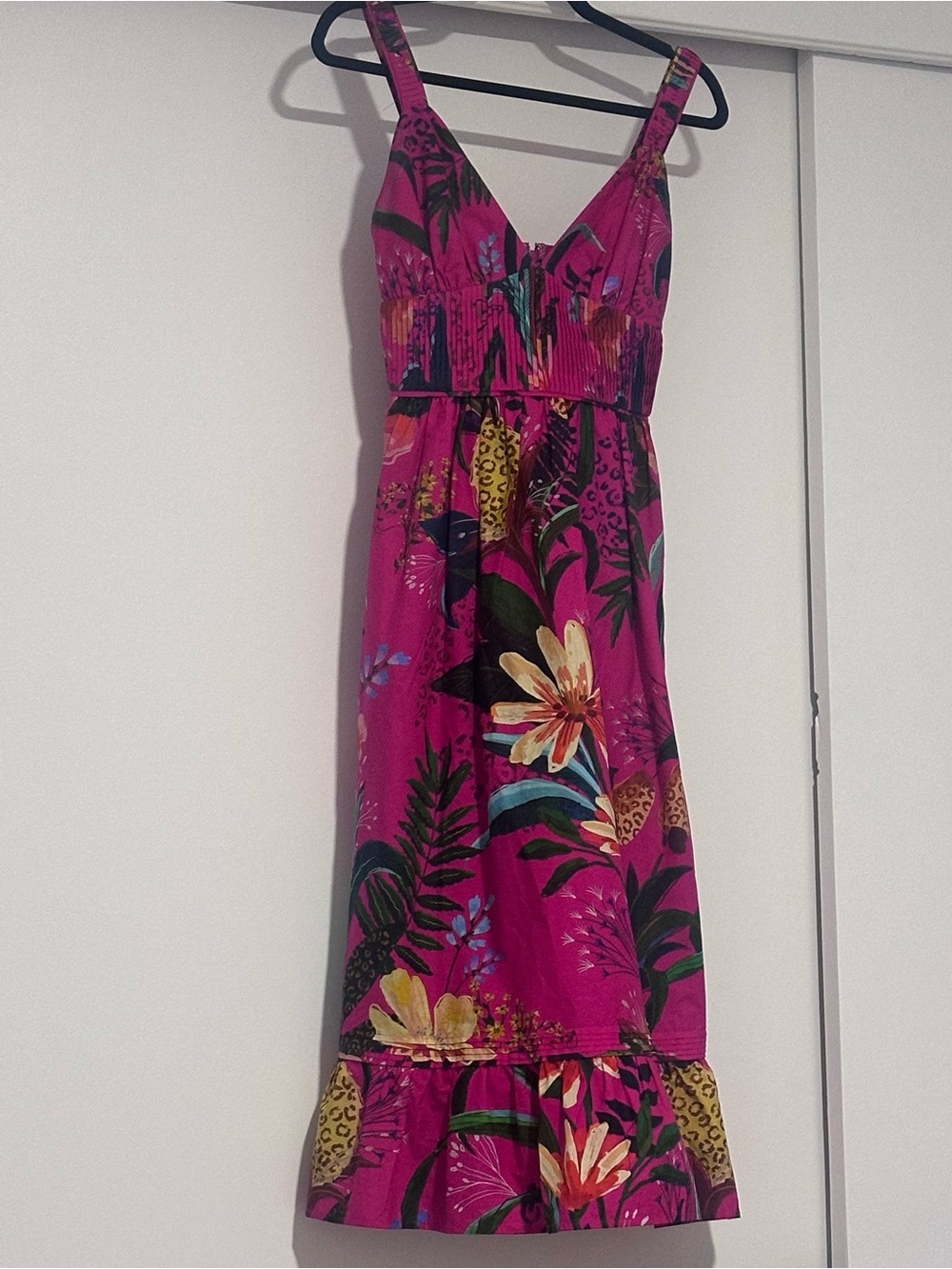 Farm Rio XS Fuchsia Tropical Print Sundress - Sleeveless V-Neck